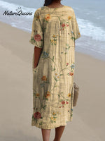Women’s Retro Floral Art Print Casual Flowy Dress