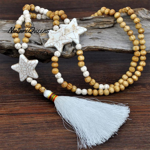 Retro Boho Star Beaded Tassel Pendant Necklace