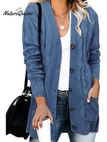 Loose Twist-button Jacket and Casual Knitted Cardigan