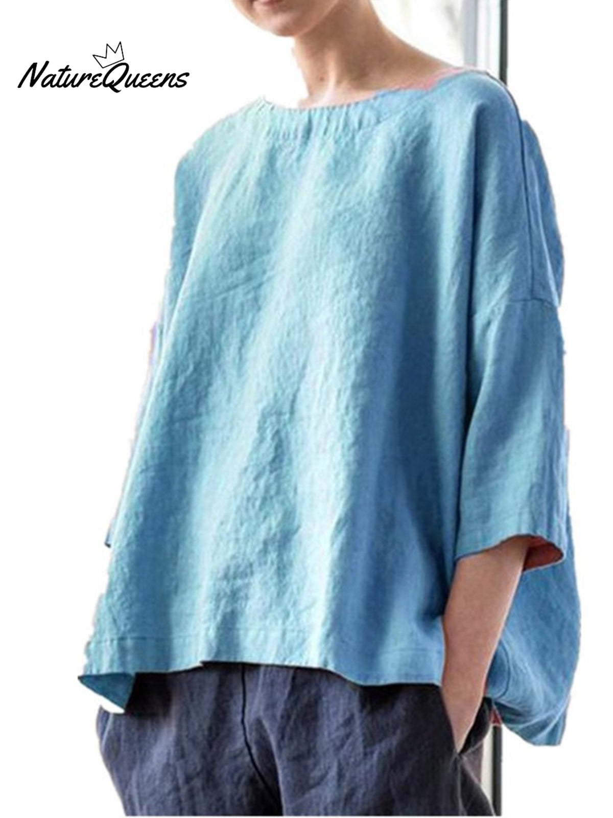 Cotton And Linen Vintage Fan Cover - Up Blue / S