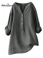 Women'sRetro Cotton And Linen Casual Shirt