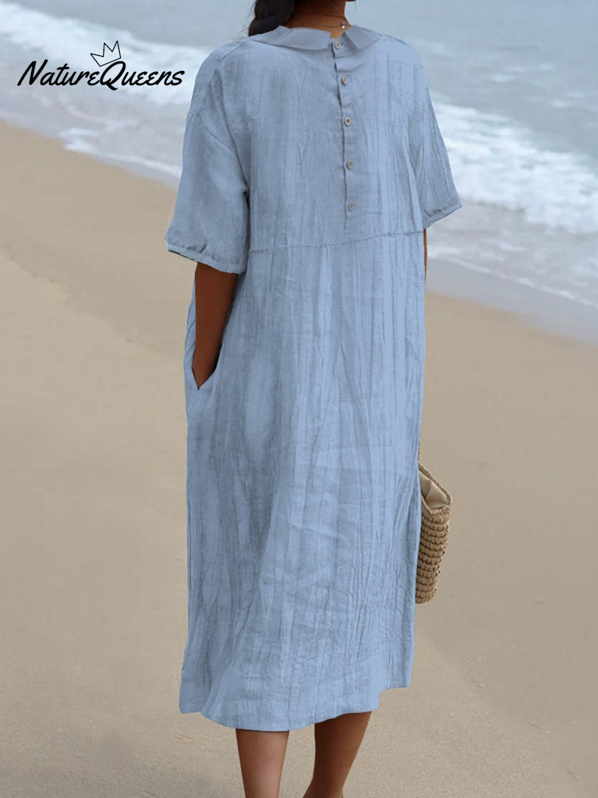Women’s Pocket Linen Dress（Convertible Dress With Front And Back Option）
