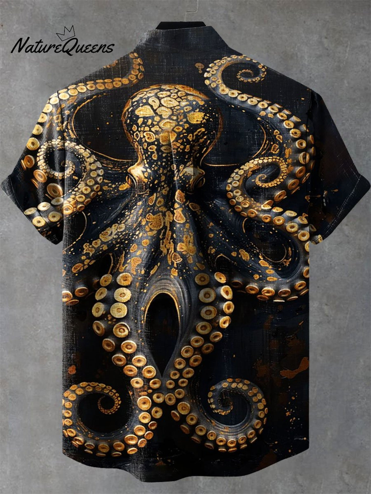 Vintage Fish Octopus Art Print Casual 100% Cotton Shirt