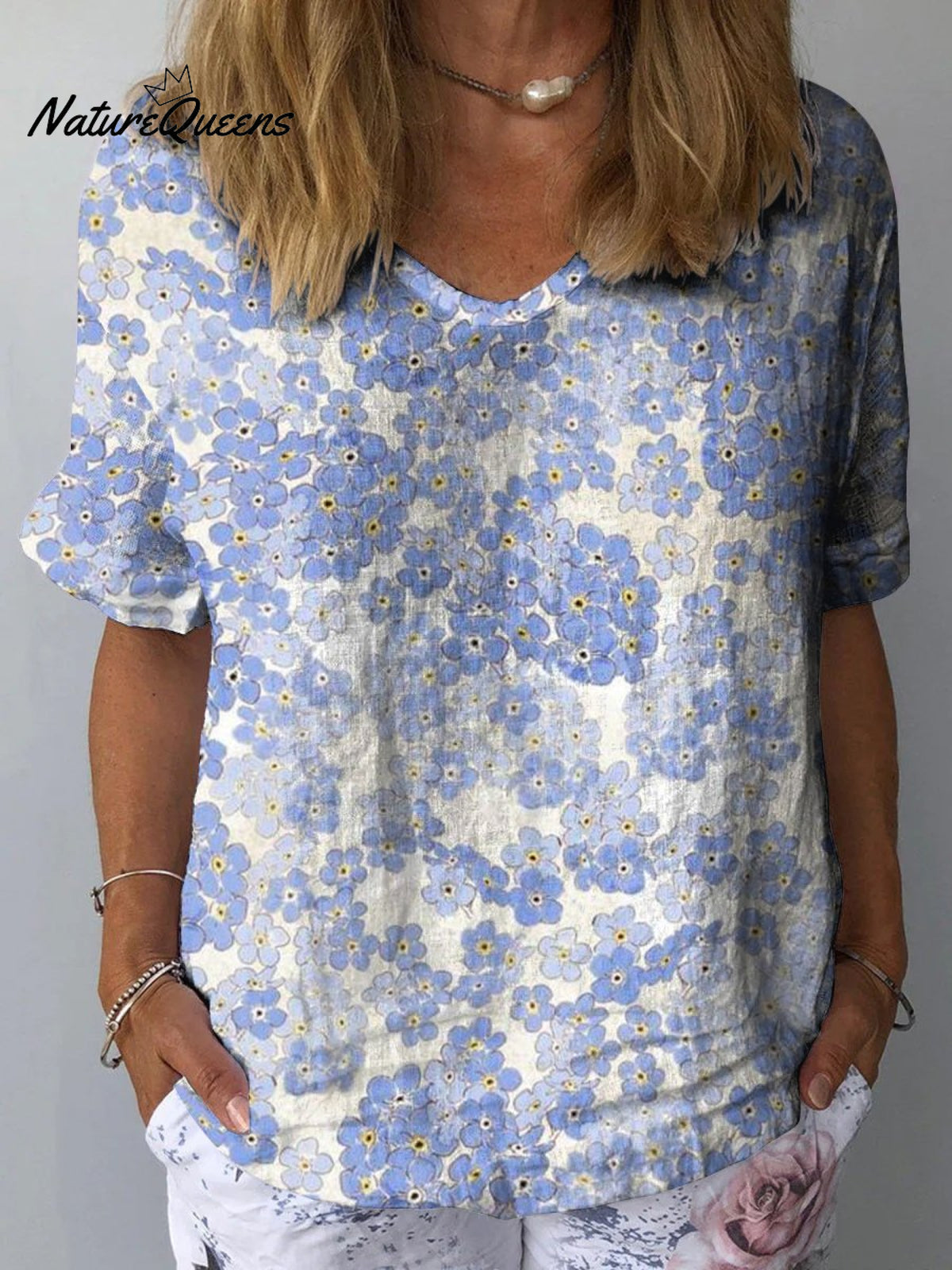 Fresh Little Orchids Women’s Print Casual Cotton And Linen Shirt Multicolor / S