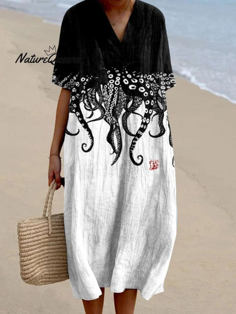 Women's  Octopus  Art Print  Casual Dress