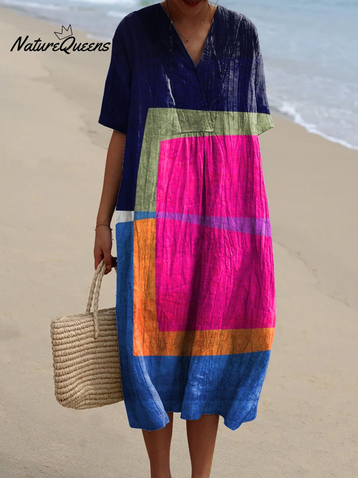 Irregular Rectangle Art Printed Women's Flowy Dress