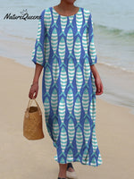 Lovely Sea Fish Pattern Printed Women's Pocket Cotton Dress
