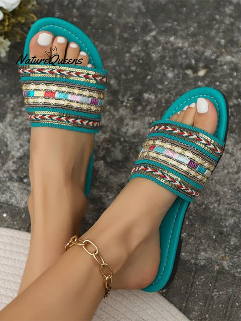 Women’s Pu Braided Bohemian Slippers