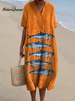 Women's Lovely Sardines Art Print Flowy Dress
