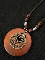 Women's Ethnic Style Wood And Alloy Long Chain Necklace