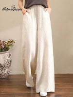 Women's Solid Color Loose Elegant Casual Simple Cotton And Linen Pants