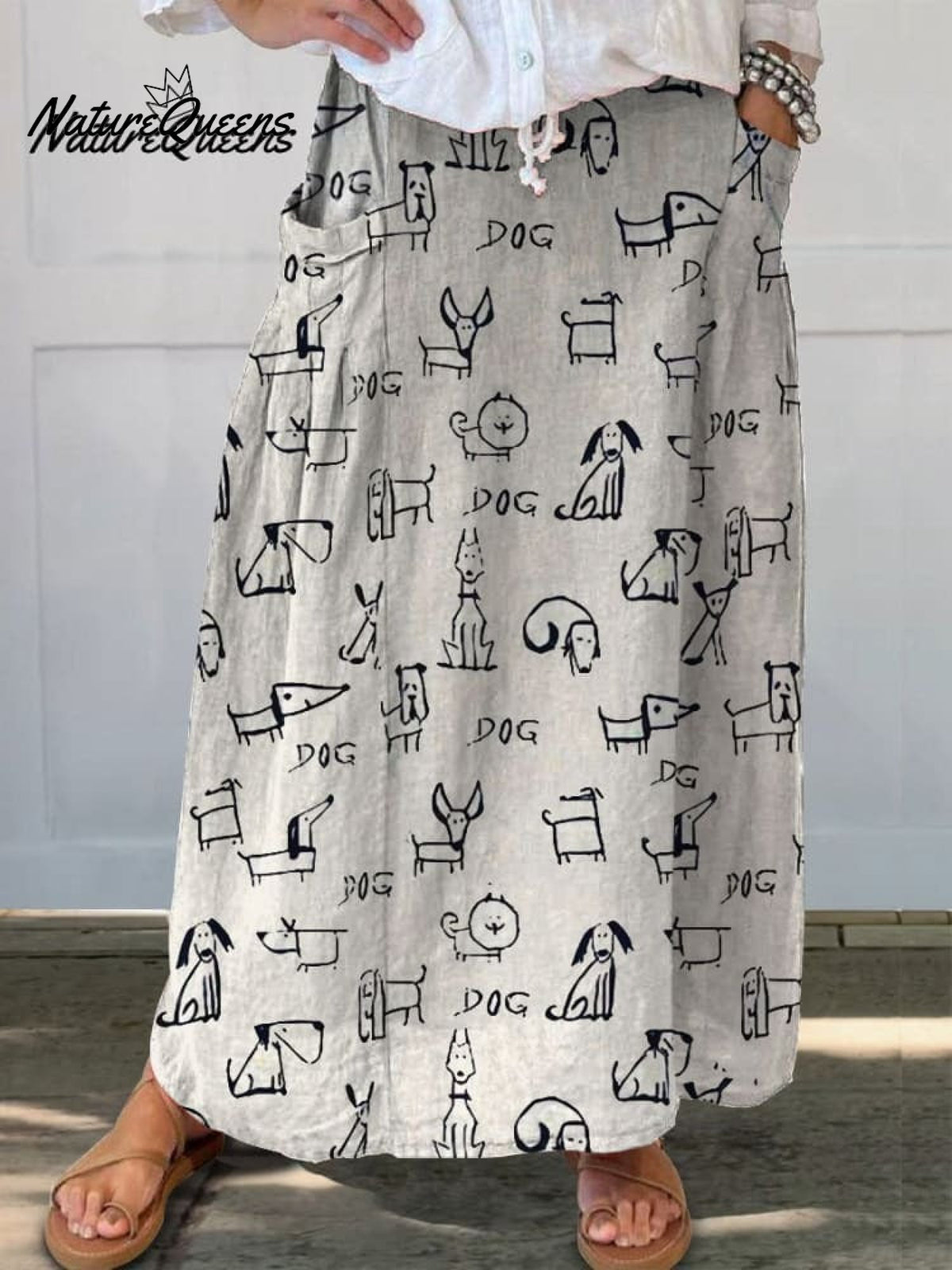 Women's Cute Dog Print Casual Cotton And Linen Shirt