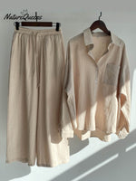 Women's Solid Color Loose Elegant High Waist Casual Cotton And Linen Suit