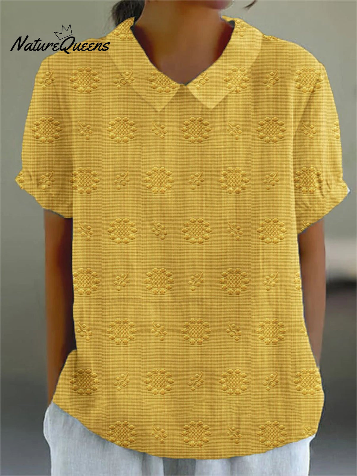 Women’s Casual Cotton And Linen Shirt Yellow / S