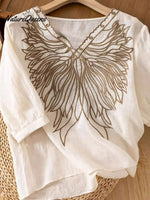 Women's Cotton and Linen Literary Retro Temperament Casual Shirt