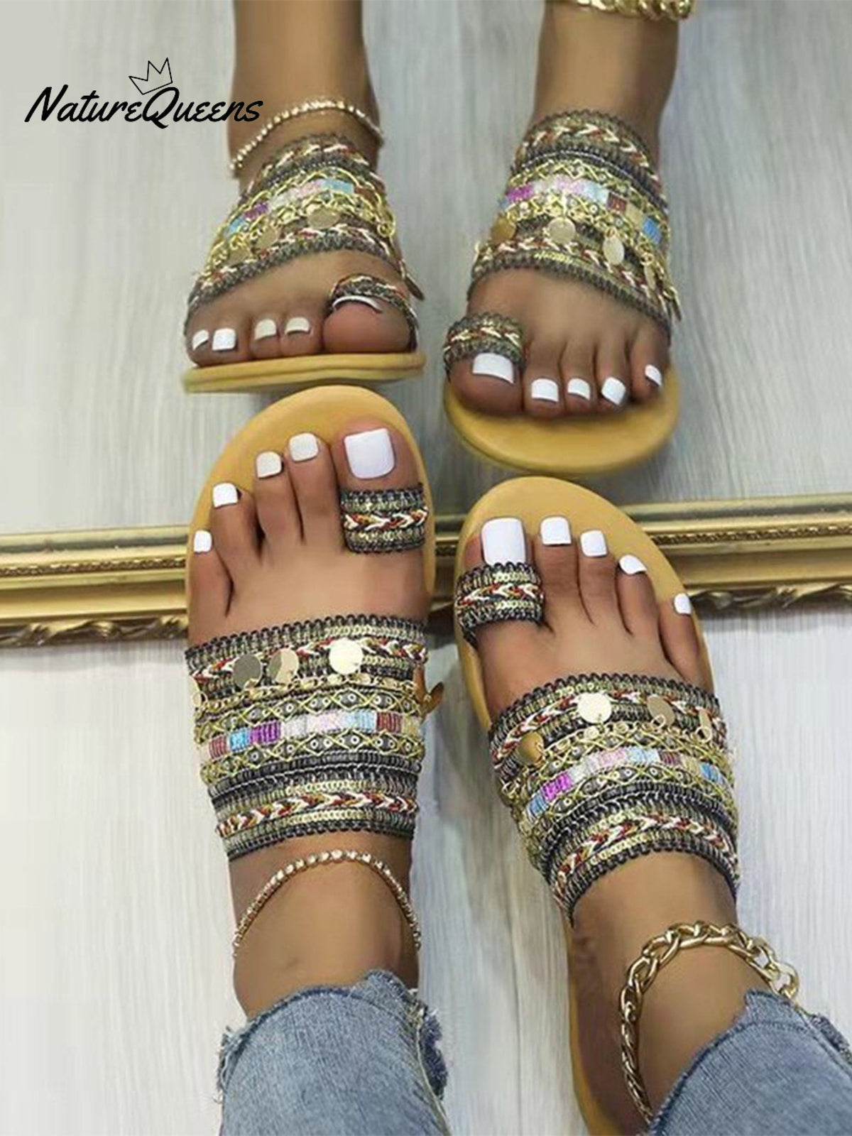 Women’s Set - Toe Bohemian Ethnic Slippers