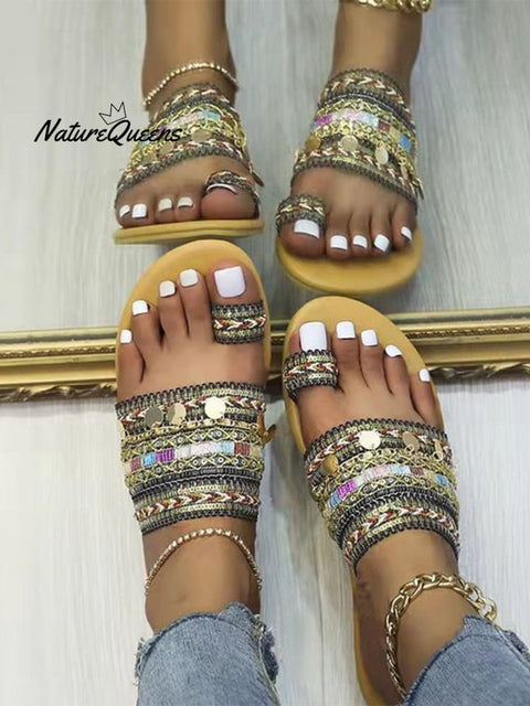 Women’s Set - Toe Bohemian Ethnic Slippers