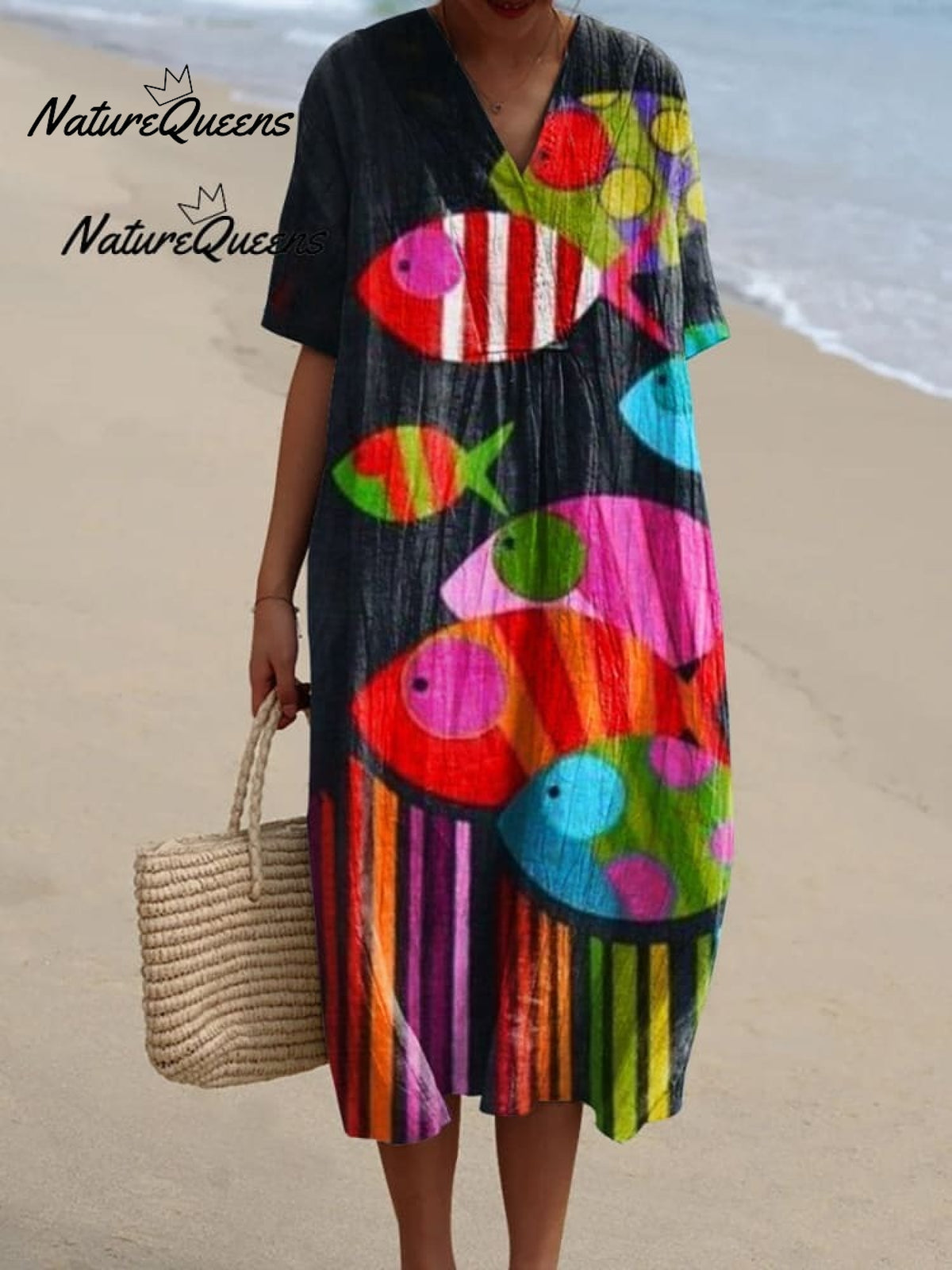 Women's Fish Art Print Casual Cotton Shirt