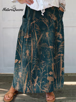 Women’s Floral Print Linen Pocket Skirt Multicolor / S