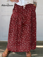 Women’s Flower Art Print Linen Pocket Skirt Multicolor / S