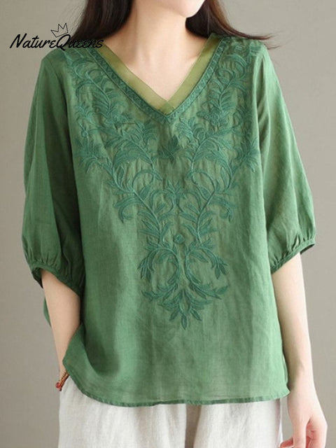 Women's  Embroidery Loose Casual  Shirt