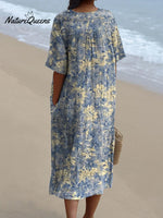 Women’s Retro Floral Art Print Casual Flowy Dress