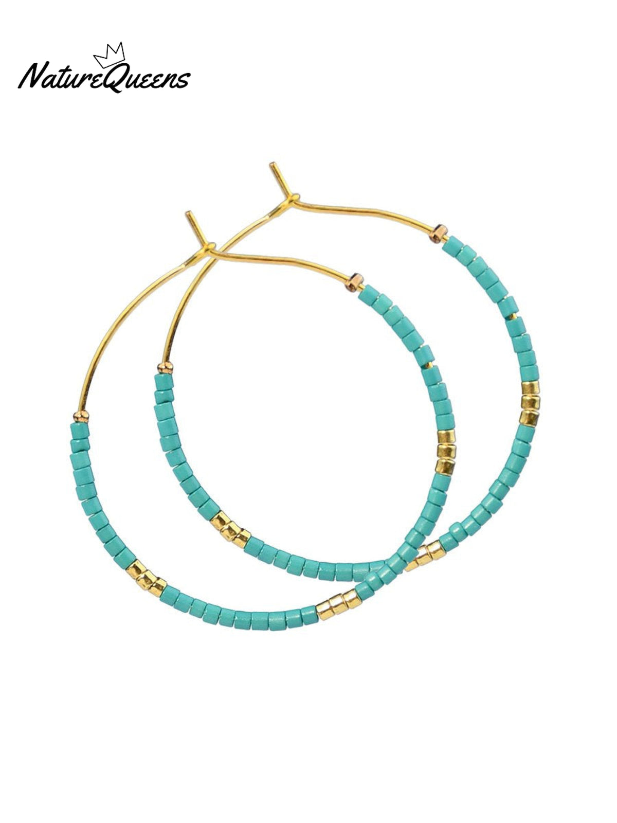 Bohemian Colorful Rice Bead Earrings Cyan / Onesize