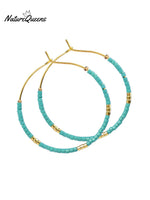 Bohemian Colorful Rice Bead Earrings Cyan / Onesize