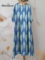 Lovely Sea Fish Pattern Printed Women's Pocket Cotton Dress
