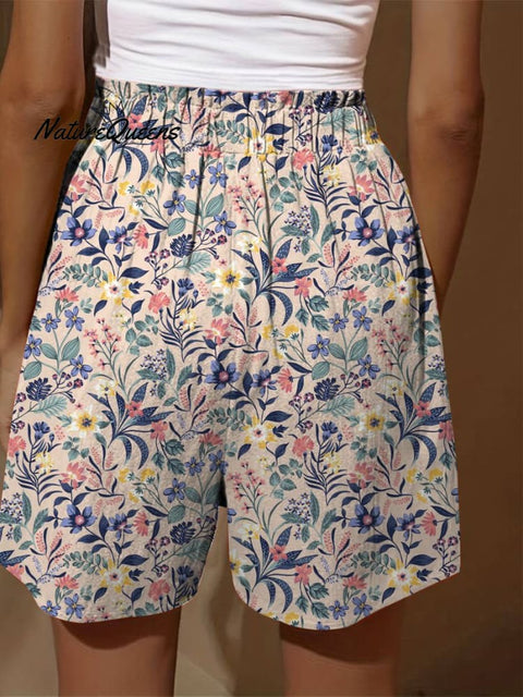 Wild Floral Field Pattern Printed Women's Casual Tiered Palazzo Pants