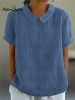 Women’s Casual Cotton And Linen Shirt Navy Blue / S