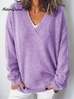 Women's V-neck Pullover Knitted Sweater