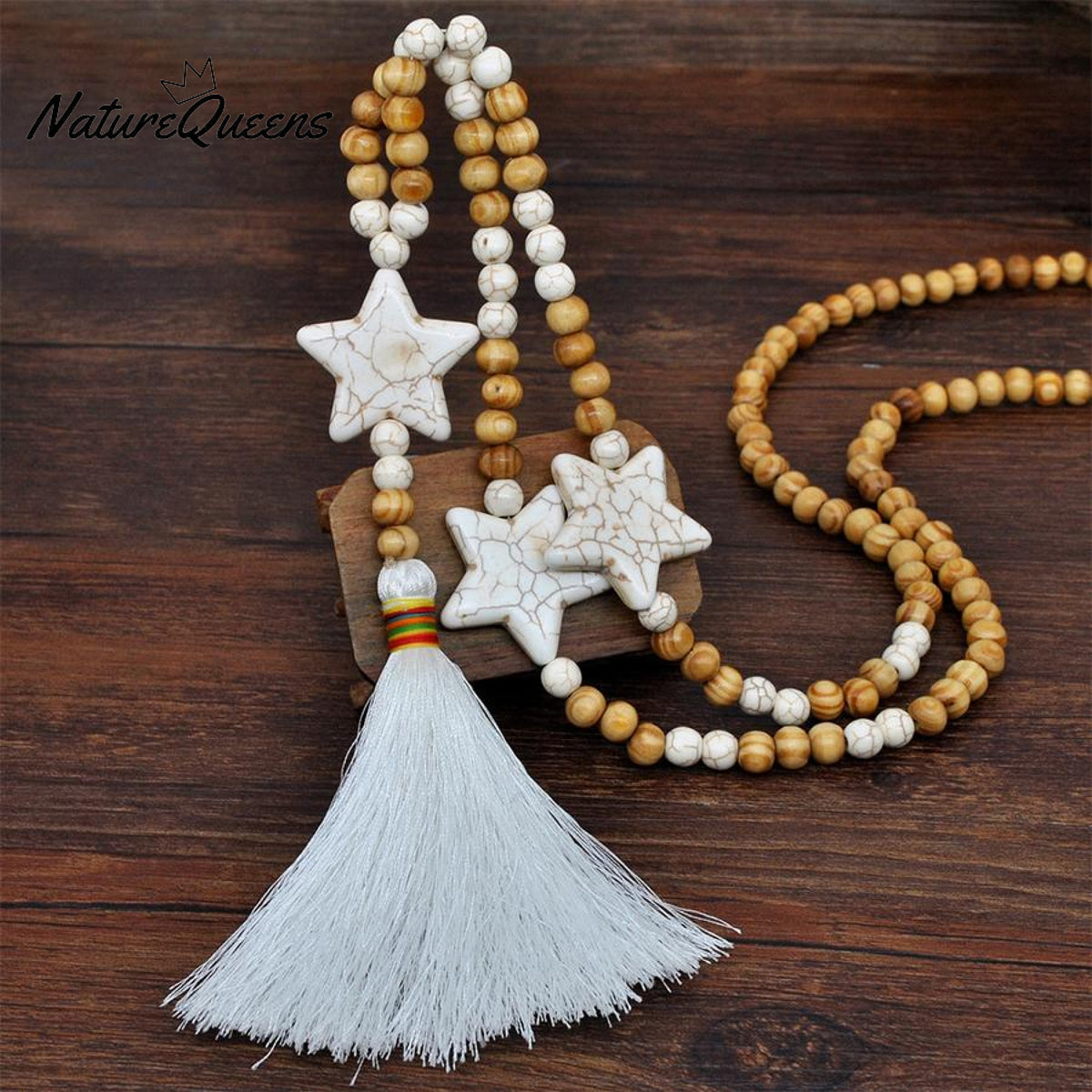 Retro Boho Star Beaded Tassel Pendant Necklace