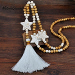 Retro Boho Star Beaded Tassel Pendant Necklace