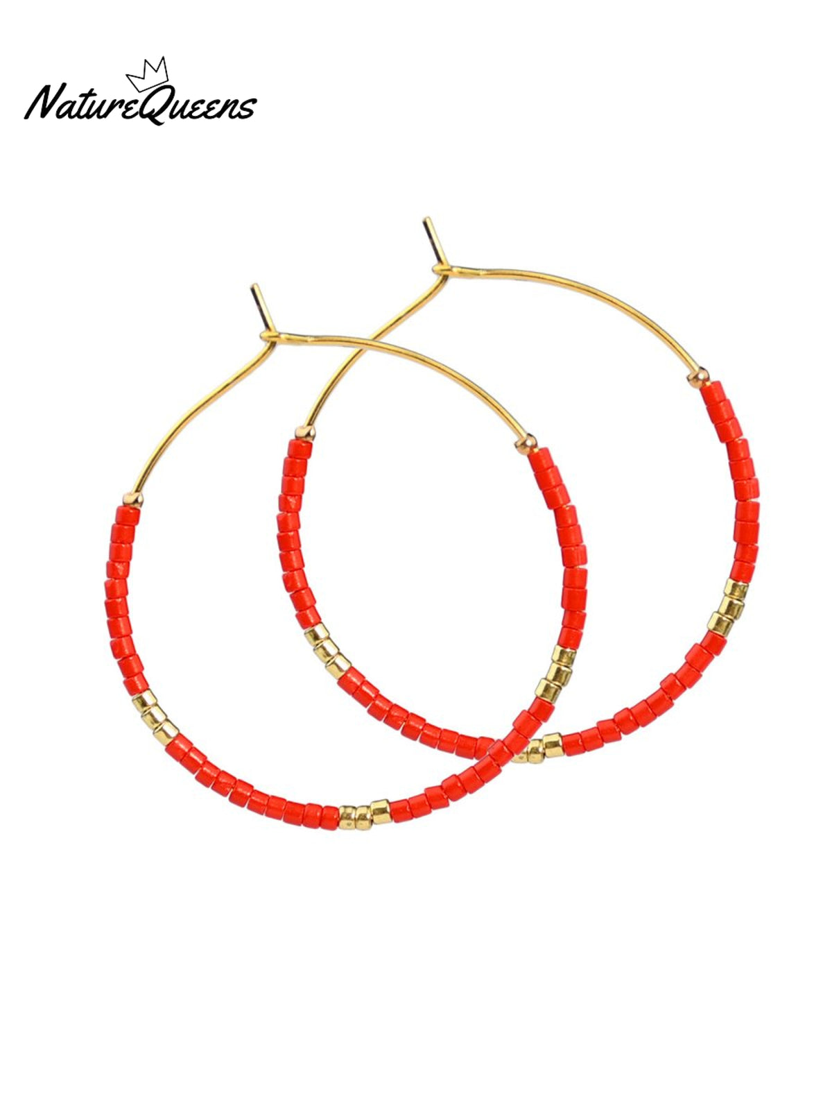 Bohemian Colorful Rice Bead Earrings Red / Onesize