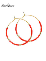 Bohemian Colorful Rice Bead Earrings Red / Onesize