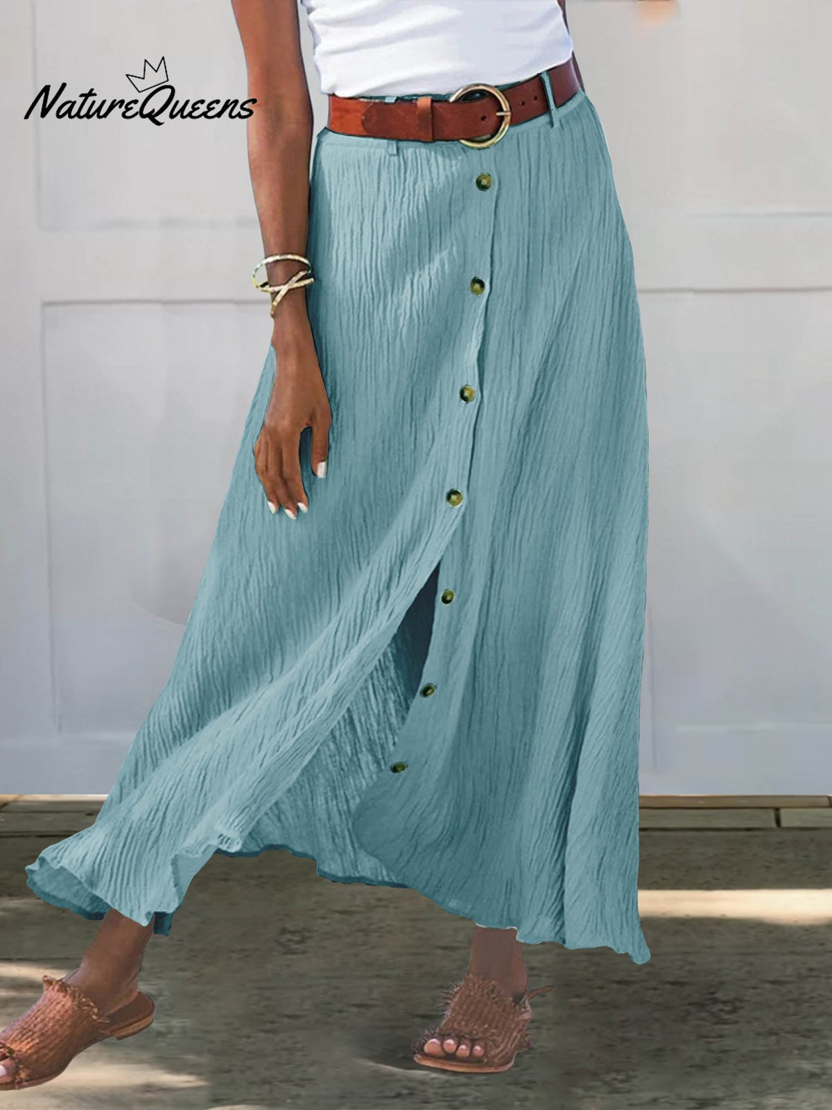 Women’s Colors Available Print Casual Half Body Skirt Blue Green / S