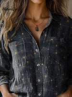 Night Sky And Star Pattern Printed Women's Casual Long Sleeve Comfortable Cotton Shirt