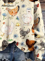 Christmas Chicken Cute Art Print Knit Pullover Sweater