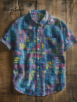 Scribbled Away Vintage Art Print Casual 100% Cotton Shirt