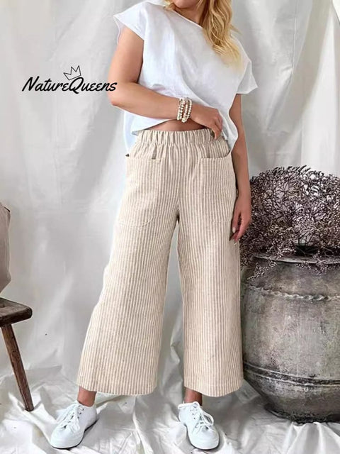 Women’s Cotton And Linen Casual Straight Pants Khaki / S