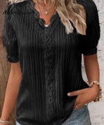 Women's Hollow Short Sleeve European and American Dress Shirt