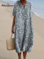 Spring Vines Pattern Printed Women's Flowy Dress