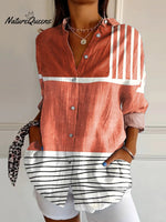 Women's Abstract GeometricArt Print Casual Cotton Shirt