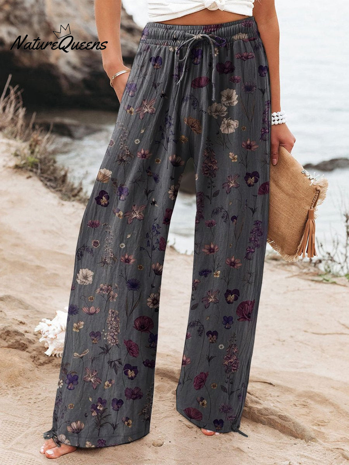 Women'sFloralArt Printed Cotton And Linen Casual Pants
