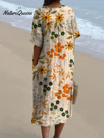 Women’s Retro Floral Art Print Casual Flowy Dress