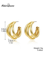 Geometric Metal Shape Plain Hoop Earrings 2 / Onesize