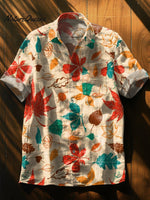 Maple Leaf Vintage Print Casual 100% Cotton Shirt