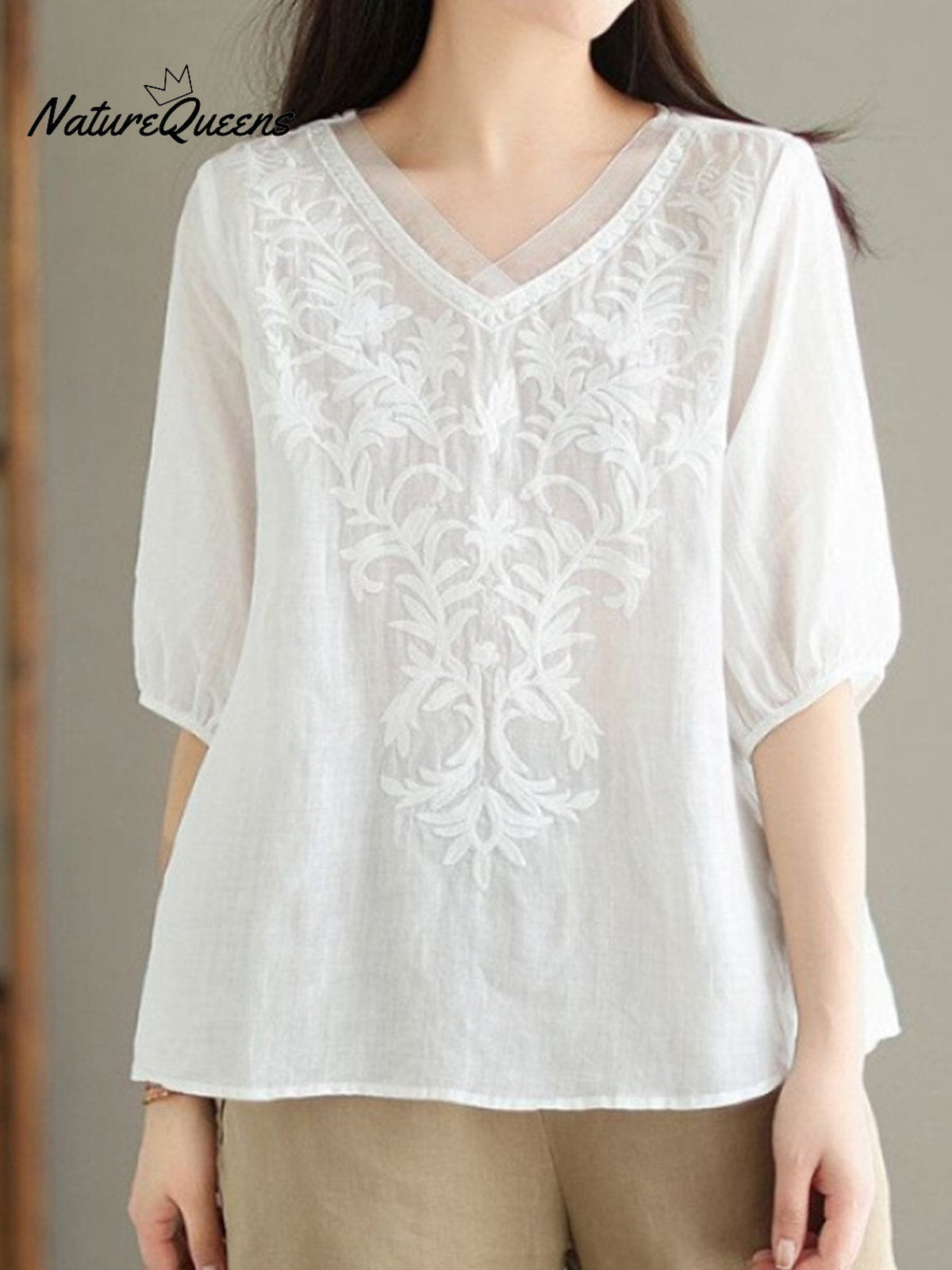 Women'sEmbroidery Loose CasualShirt