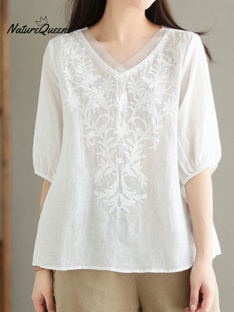 Women's  Embroidery Loose Casual  Shirt